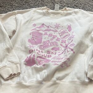 PINK Victoria's Secret Cream and Pink Graphic Sweater